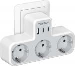 Tessan 3 pistikupesaga seina toitejuhe, kolm &uuml;hes elektrijuhtmestik, kodu- ja kontoritelefoni ja s&uuml;learvutiga &uuml;hilduv toitejuhe 3 Outlets 2Type C 1 USB A