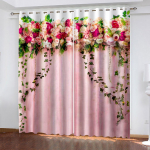 Kevadine roosa roheline lilleline pulmakardin moodne roos 3d 2 osa tasuta saatmine &otilde;huke akna kardin elutuppa magamistuppa dekoor 100W130H(CM)40x51in&Hook roheline