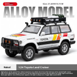 Uus 1:24 Toyota Land Cruiseri linnamaasturi sulamist survevalu mudeli heli ja valguse tagasit&otilde;mmatav m&auml;nguasi dekoratiivsed trendikaunistused s&otilde;brale kingituseks valge