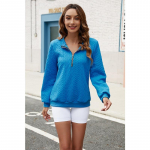 YYFS Naiste mood vabaaja kevads&uuml;gise &uuml;hev&auml;rvilise tr&uuml;kiga pikkade varrukatega POLO kaelusega pluusid ja s&auml;rgid S sinine
