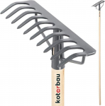 R&acirc;teau de Jardin en M&eacute;tal avec 10 dents, manche en bois et t&ecirc;te renforc&eacute;e &ndash; KOTARBAU&reg;