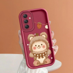 Pehme silikoonist ruudukujulise redeliga printimismustriga telefoni korpus T&auml;iskaanega kaamera p&otilde;rutuskindel kaitse kummist &uuml;mbris Samsungile Samsung A10 pruun