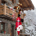 7.97 ft Inflatable Reindeer Holding Santa Climbing Christmas Ornaments Outdoor Decoration