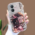 Armas koomiksimustriga kreemjas tekstuuriga korpus, lainelise servaga pehme silikoonkaanega telefoni&uuml;mbris Vivo jaoks Vivo Y15S valge