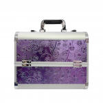 Alumiiniumist meigi- ja t&ouml;&ouml;riistakast k&uuml;&uuml;nekunsti, t&auml;toveeringu ja ripsmete tarvikute jaoks &ndash; topelt avatud, &otilde;pilaste hoiukast Rose lilla