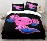 Armas Kawaii Aksolotli Kunst J&otilde;ulud Navidad King Twin Double Lapse Kohandatud Voodipesukomplekt Tekikott koos Padjap&uuml;&uuml;riga 3-osaline EU single(135x200cm)