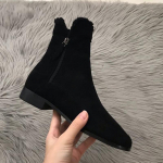 Suede Karusnahast Naiste Balleriinad Lumised Pahkluusaapad Ruudukujulise Ninaga L&uuml;hikese Pl&uuml;&uuml;siga Talvised Puuvillased Kingad 2025 Trend K&otilde;ndimiseks Soojad Mugavad Naiste Saapad 35