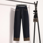 Dimanaf 2025 Naised Plus Size Spring Teksad Pikad P&uuml;ksid Elastsed Basic P&uuml;ksid Slim Denim Naiste Sinised P&uuml;ksid P&uuml;ksid 5XL 3XL must