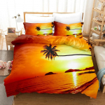 Goldon Sunset voodipesukomplekt Tropical Beach Holiday tekikott t&uuml;drukule voodikatte komplekt Sunrise tekikate Padjap&uuml;&uuml;r, kaheinimesevoodi EU single(135x200cm)