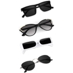 Sheomy Unisex Kombopakkumine 4 tooni prillid Kassisilm P&auml;ikeseprillid Ristk&uuml;lik Retro Vanaaegne Kitsas Naised::Mehed , ACAT-061