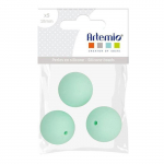 Lot de perles rondes en silicone - 15 mm - Vert d'Eau - 3 pcs