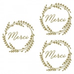 120 stickers ronds dor&eacute;s Merci &Oslash; 3,5 cm