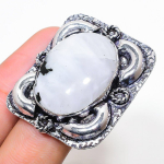 Rainbow Moonstone Handmade 925 Sterling Silver Jewelry Ring Size 9 z4m66