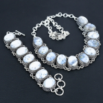 Looduslik dendriitopaali v&auml;&auml;riskivi k&auml;sitsi valmistatud 925 sterlingh&otilde;be ehted dendriitopaali kaelakee k&auml;ev&otilde;ru komplekt, antiikne ehtekomplekt, k&auml;ev&otilde;ru lihav&otilde;ttekingituseks 20" valge