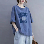 Naiste puuvillane suvine suuruses T-s&auml;rk polokraega, lahtine, tr&uuml;kiga, vabaaja pullover-s&auml;rk, top XXXL