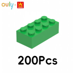 WANGE 4*2 Ehitusklotsid 35/200 tk V&auml;ikesed &Uuml;hilduvad Klotsid 8 Auguga K&otilde;rged Elemendid Tarvikud MOC DIY Lahtised Laste M&auml;nguasi nr 3001 0.5kg(200pcs) roheline
