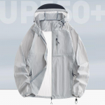 Nahka kaitsva p&auml;ikesekaitsejakiga meeste suvine UV-kaitsega kerge j&auml;&auml;siidist kapuutsiga kott-jope v&auml;litingimustesse ratsutamiseks kalastamiseks tuulejope 4XL