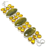 Bumble Bee Jasper, Citrine Handmade 925 Sterling Silver Bracelet 7-8 m4q90