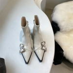 Disainer terava ninaga naiste poolsaapad Moodsad paksu kontsaga salendavad l&uuml;hikesed papud s&uuml;gistalvised naistekingad 35