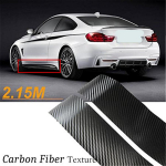 2x 2,15M 3D s&uuml;sinikkiust tekstuuriga k&uuml;ljekarbi kleebisriba BMW 3 4 5 seeria F30 F31 F32 F33 F36 E60 E61 jaoks