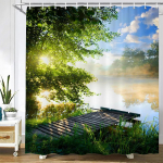 Kaasaegne 3D-printimine metsa du&scaron;ikardin Roheline taimepuu maastikuga vannikardin konksudega vannitoa veekindla maastiku jaoks W90xH180cm