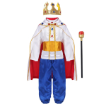 Laste Poiste Keskaegne Kuninga Cosplay Kost&uuml;&uuml;m Komplekt &Uuml;laosad P&uuml;kste V&ouml;&ouml;ga Keep Peapaela Nui Sokid Halloweeniks 5-6 Years white