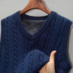 Naiste vest puuvillane s&uuml;gis-talvine varrukateta top kootud kampsunvest oversized paksenenud udune vabaaja V-kaelusega vest XXXXL sinine