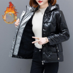 Talvejope Parkas Naiste l&auml;ikiv puuvillane jakk kapuutsiga Parka soe naiste puuvillane polsterdatud jakk vabaaja v&auml;lir&otilde;ivad XXXL must