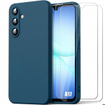 Coque de Protection - BOOLING - Samsung Galaxy A17 5G/4G - Silicone Bleu Marine - 2 Verres Tremp&eacute;s