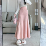 Merineitsi Pikk Naiste S&uuml;gis-Talve Kootud Plisseeritud Midi Seelik Elastse K&otilde;rge V&ouml;&ouml;kohaga Slim-Fit Drapeeritud A-l&otilde;ikeline Liibuv Seelik S