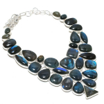 Natural Labradorite Gemstone 925 Sterling Silver Jewelry Necklace 18 k3s04