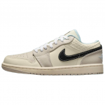 Air Jordan 1 Low SE Sanddrift Glacier Blue Naiste Tennised Kreemjas Must Musliin HQ3440-101 35.5