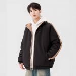 Kahepoolne puuvillase polsterdusega jakk poistele s&uuml;gis-talviseks trendiks, paaridele, &otilde;pilastele, vabaaja, mitmek&uuml;lgne, leiva puuvillast riietus 5XL must