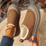 Naiste pealet&otilde;mmatavad talvesaapad - Soojad pruunid kingad polsterdatud sisetalla ja libisemiskindla PVC-tallaga - Mugavad sise-/v&auml;listingimuste jalatsid k&uuml;lma ilma jaoks - Lihtsad 38
