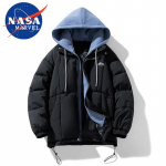 NASA MARVEL Men's Winter Faux Two-Piece Hooded Padded Jacket M