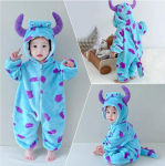Laste Sully Onesie flanellist pidžaama lastele Kigurumi &uuml;hes t&uuml;kis pidžaama Halloweeni cosplay kost&uuml;&uuml;m 90cm sinine