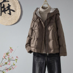 Kerge sulejope naiste l&uuml;hike kapuutsiga t&otilde;mblukk lahtine sirge toru s&uuml;gistalv valge pardi sulemantel &uuml;hev&auml;rviline XL kohv