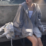 Naiste kapuuts Harajuku Korea lahtised &uuml;lisuured kampsunid, &uuml;hev&auml;rvilised pikkade varrukatega kapuutsiga dressipluus, tudengit&uuml;drukute topp S hall