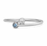 London Blue Topaas Avatud Raamiga Kaks- 925 Kivist S&otilde;rmus - 925 Sterling H&otilde;be 8.5 valge