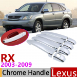 for Lexus RX XU30 2003~2009 Chrome Exterior Door Handle Cover Car Accessories Stickers Trim Set RX300 RX330 RX350 RX400h 2004 No Button 4 Door