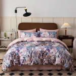 100% Egiptuse puuvill Elavad troopilised lehed ja lilled Tekikottide komplekt &Uuml;lipehme siidine esmaklassiline voodipesu komplekt USA kuninganna ja kuningas suurus Flat Bed Sheet&Queen 200X220cm 4Pcs