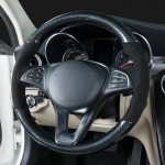 Mercedes-Benz Vito III jaoks ( W447 ) 2015- Punutud DIY Must Nahk S&uuml;sinikkiust Autojuhtimiskangi Kate Light Blue Thread