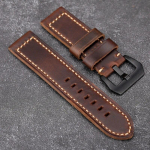 K&auml;sitsi valmistatud nahast kellarihm 20 22 24 26MM Esimene kiht lehmanahka on pooleks volditud, et valmistada kohvipruun k&auml;ev&otilde;ru 26mm