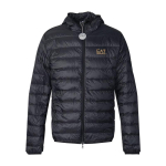 Emporio Armani EA7 &Uuml;hev&auml;rvilise logotr&uuml;kiga liibuv kapuutsiga lukuga pikkade varrukatega sulejope Meeste &uuml;ler&otilde;ivad Must Kuldne 8NPB24-PNGPZ-0208 L black