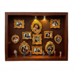 Suur Minimuuseumi Siluettkarp Valgustatud Varjukast Raamikomplekt 8 Minifiguuri ja 11 Kullast Miniraamiga Kohandatav Fotoesitluskarp C