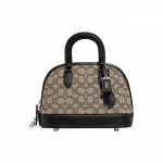 Coach Revel 24 Klassikaline Monogramm Jacquard Kangas ja Nahast &Otilde;la Crossbody T&otilde;mblukuga Kott Keskmine Naiste k&auml;ekotid Hall-Pruun Must CF295-LHUW7 Gift Box Set (Basic Set+Yellow Box)