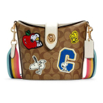 Coach X Peanuts Snoopy Addie 18 Snoopy Prindiga Multikas Patchwork L&otilde;uend ja Nahk Crossbody Kott Naiste crossbody kott Khaki Vikerkaar C4113-IMLOT Basic Set (Bag+Dust Bag)