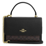 Coach Klare 25 Kuldne Logo Kl&otilde;pskinnitusega Kaetud L&otilde;uendist &Otilde;lakott-Tote Keskmine Naiste k&auml;ekotid P&auml;hklipruun Must CY687-IMXAQ Gift Box Set (Basic Set+Black Box)