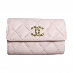 Chanel 26C Tepitud Double C logoga Lambanahast Kaardihoidja Naiste aksessuaarid Kirsipuu&otilde;ie-roosa AP5010-B22653-NH620 Gift Set(Basic Set+Box+Shopping Bag)