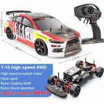 Uus 1:10 topeltamortisaatorit 40 km/70 km/h suure kiirusega drifti kaugjuhtimispuldiga auto 2,4G 4WD RC maastikus&otilde;iduk lastele s&uuml;nnip&auml;eva j&otilde;ulukink 1 battery punane